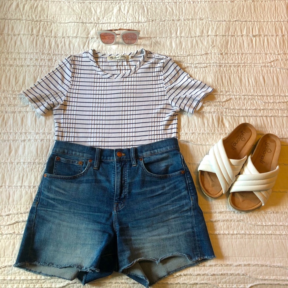 Michael Stars Navy/White Striped Tee